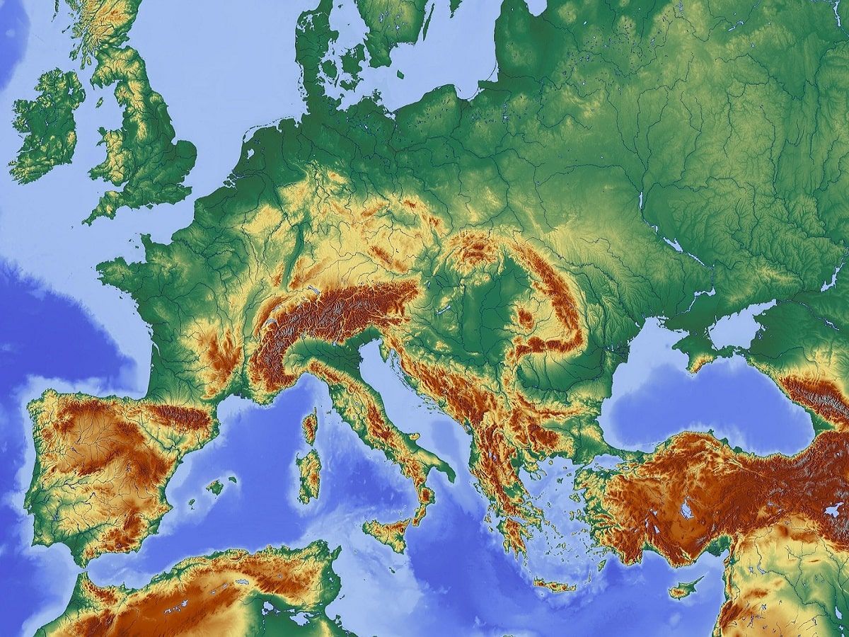 europe topography map europe topography map